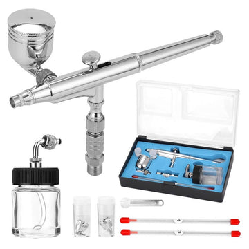 Airbrush Set Professional Spray for Model Making Art Painting with G1/8 Adapter Wrench 2 Fluid Cups 2 Needles 2 Nozzles - Imported from UK